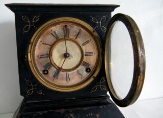 Antique Ansonia Clock Co.  Cast Iron Metal Shelf Mantle Clock dated 1882 need TLC 3
