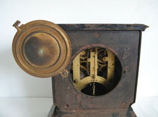 Antique Ansonia Clock Co.  Cast Iron Metal Shelf Mantle Clock dated 1882 need TLC 6