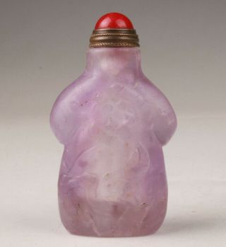 Precious Chinese Amethyst Snuff Bottle Statue Hand - Carved Decorate Gift Old
