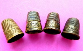 Antique 4 - Fancy Desgn Brass Sewing Thimbles