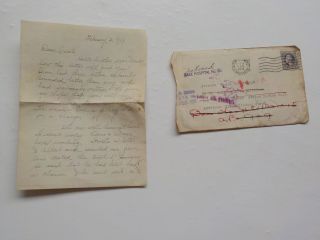 Wwi Letter 1919 5th Marines Wounded And Gassed Serviceman Ww I Vtg War Usmc Ww1