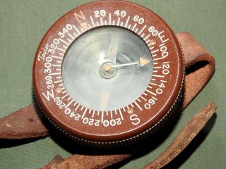 Us Army Ww2 D - Day Paratrooper Airborne Taylor Wrist Compass W/ Leather Strap Vtg