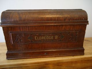 Antique Eldredge Model " B " Portable Sewing Machine Wooden Cover 1800s Rare