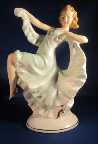 Antique Elegant Flamenco Dancer Lady Porcelain Figurine W Red Ehz Mark European