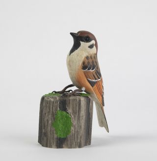 100 Hand Made House Sparrow Wood Carving