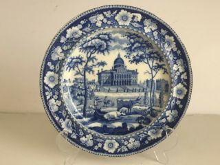 American Blue Historical Staffordshire China Plate Boston State House Rogers