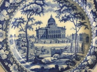 American Blue Historical Staffordshire China Plate BOSTON STATE HOUSE Rogers 3