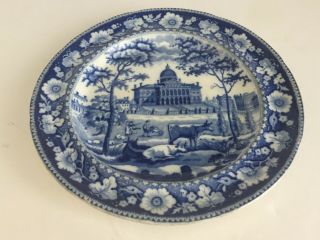 American Blue Historical Staffordshire China Plate BOSTON STATE HOUSE Rogers 4