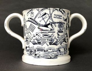 Wonderful Staffordshire Pottery Loving Cup 
