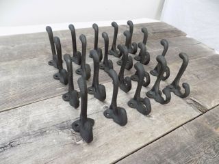 20 Cast Iron Black School Style Coat Hooks Hat Hook Hall Tree Restoration 3 1/4 "