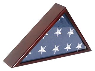 5x9.  5 Burial/funeral Flag Display Case Shadow Box,  Solid Wood,  Glass Front, .