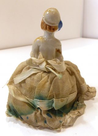 ANTIQUE PORCELAIN HALF DOLL PIN CUSHION WITH LEGS VERY OLD MADE IN JAPAN 2
