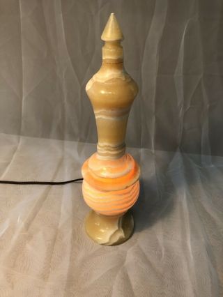 Vintage Antique Alabaster Marble 14” Night Stand Table Lamp