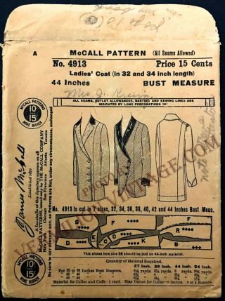 1912 Mccall Suit Coat 4913,  1910 