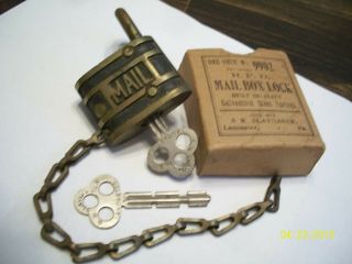 Scarce,  Antique " R.  F.  D.  Mail Box Lock " W/keys,  S.  R.  Slaymaker