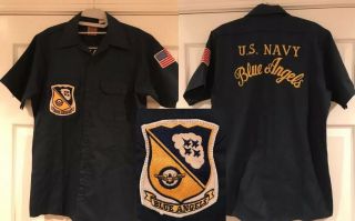 U.  S.  Navy Blue Angels Ground Crew Workshirt Embroidered Rare -