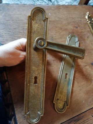 One Brass Old Door Handles Plates With Key Hole