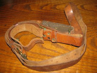 Swedish Leather Mauser Rifle Sling 2 Piece Military Sniper 6.  5x55 M41b Marked
