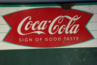 1950 ' s Vintage COCA COLA Old DINER MENU TIN Litho FISHTAIL Logo ADVERTISING SIGN 4