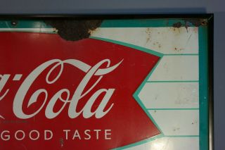 1950 ' s Vintage COCA COLA Old DINER MENU TIN Litho FISHTAIL Logo ADVERTISING SIGN 5