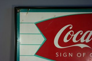 1950 ' s Vintage COCA COLA Old DINER MENU TIN Litho FISHTAIL Logo ADVERTISING SIGN 6