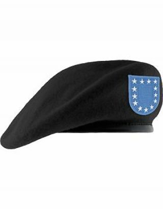 Beret (bt - Df02/09) Black With Army Flash Size 7 1/2 " (unlined)