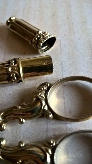 Antique French Gold 18K Sewing Set Needles Case Thimble Scissors 6