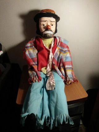 Emmett Kelly Jr Ventriloquist Dummy Doll Marked Juro Novelty Co Talking Clown 48