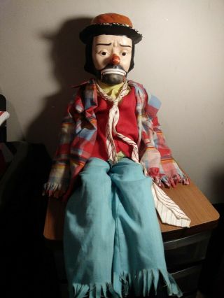 Emmett Kelly Jr Ventriloquist Dummy Doll Marked Juro Novelty Co Talking Clown 48 7