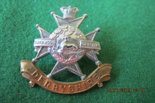 Militaria - Great Britain - The Sherwood Foresters Derbyshire Cap Badge Qvc