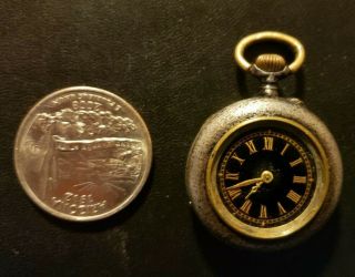 Antique Acier Garanti Pocket Watch Open Face Gun Metal With Black Dial