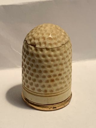Antique Hand Carved Thimble W/ Gold Ring - Sewing - Made Arround 1820/30
