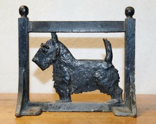 Rare Antique Victorian Scottish Terrier Boot Scraper Cast Iron Dog Door Stop