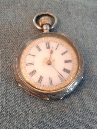 Vintage Over 100 Years Old.  935 Sterling Siilver Wathen Swiss Pocket Watch
