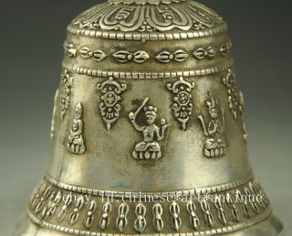 china Old copper plating silver Buddhism head kwan - yin Buddha Bell Handbell d02 3