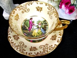 CLARENCE TEA CUP AND SAUCER COURTING COUPLE LOVE STORY CENTER TEACUP 4