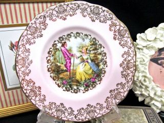 IMPERIAL AYNSLEY tea cup and saucer trio pink courting couple teacup love story 3