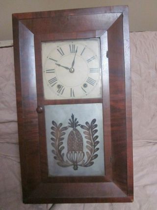 Antique Henry Smith Clock Co.  Weight Driven Large Project Clock Painted Front