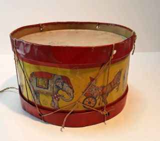 Vintage Antique J.  Chein & Co Tin Circus Playtime Drum Chein Model Toy