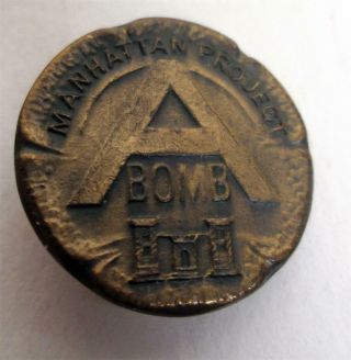 WWII MANHATTAN PROJECT A BOMB Group - Brass Pin,  Certificate Appreciation.  More 3