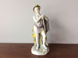 Vintage Karl Ens Volkstedt Germany Porcelain Figurine Young Man Scythe Roman God