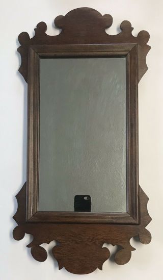 Vintage Mahogany Hall Mirror Chippendale Style 22 " Wood Antique Wall