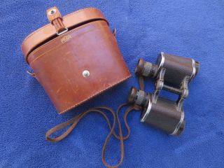 Rare Ww1 German Military Binoculars Carl Zeiss Jena & Leather Case