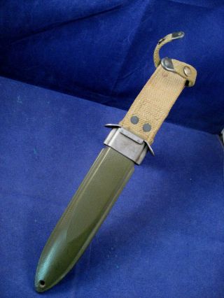 Us M8 Scabbard For M3 Fighting Knife Early Khaki Color Short Frog - Really