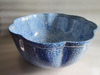 Rare Antique Blue & White Sponge Ware Large Bowl Perfect