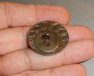 Antique Button with Cut Steels Crescent Moons Daisy Design 1 1/8 