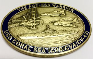 Uss Coral Sea (cvb/cva/cv 43) Carrier Rare Non - Cpo Challenge Coin Us Navy Vietnam