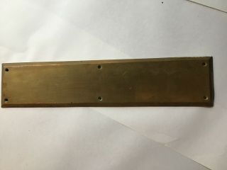 Antique Vintage 16” X 3.  5” Lenox Brass Hardware Beveled Door Push Plate Heavy