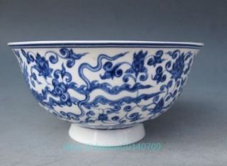 Chinese Old Porcelain Hand Painted Dragon Bowl / Qing Dynasty Qianlong Mark B01