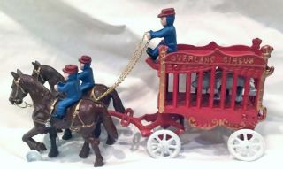 Antique Kenton Circus Wagon Vintage Cast Iron Overland W Polar Bear & Riders